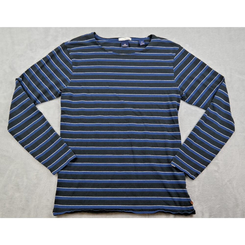 Men's Scotch & Soda Blue Striped Long Sleeve Pullover‎ Shirt Size L